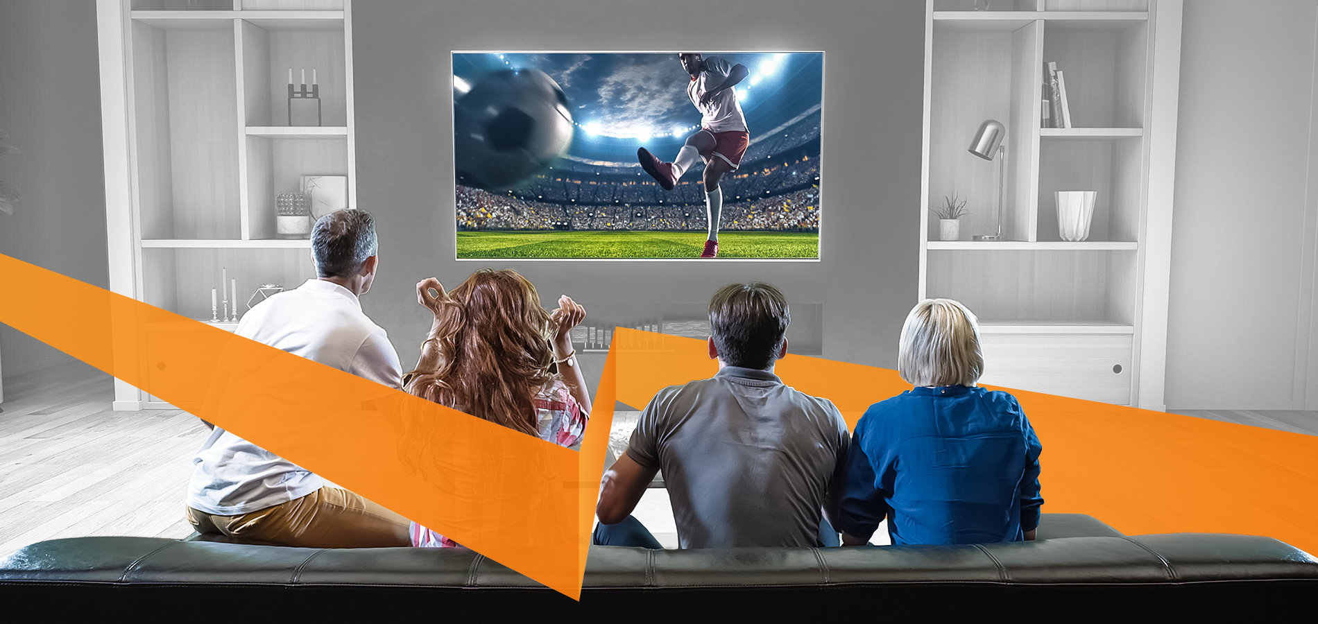 friends sitting in an apartment watching tv