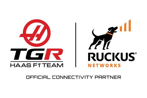 HAAS F1 Team and RUCKUS logo lockup