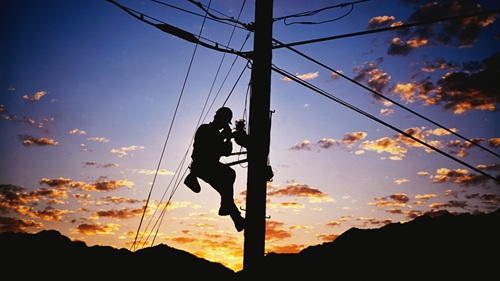 Utility repairman silhouette
